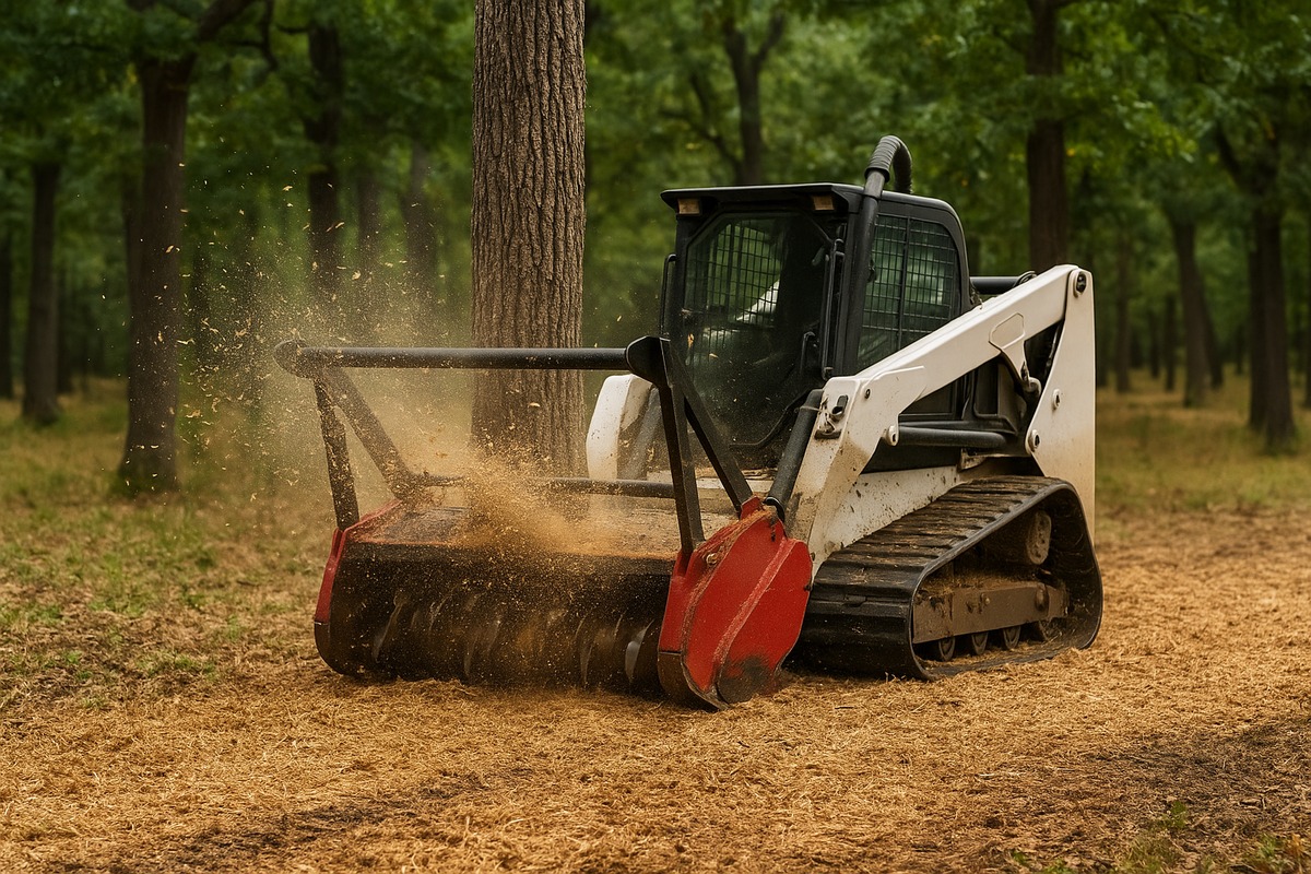 Forestry mulching machine clearing land
