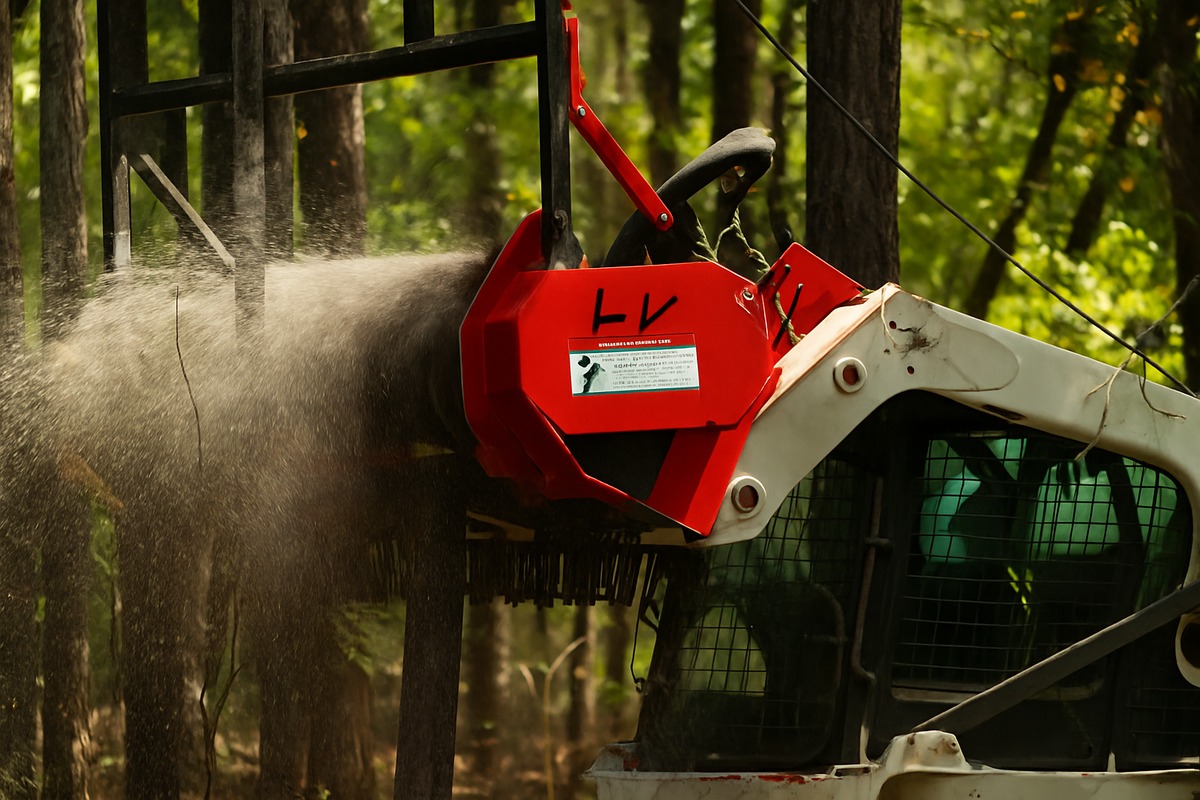 Mulcher on a single oak tree