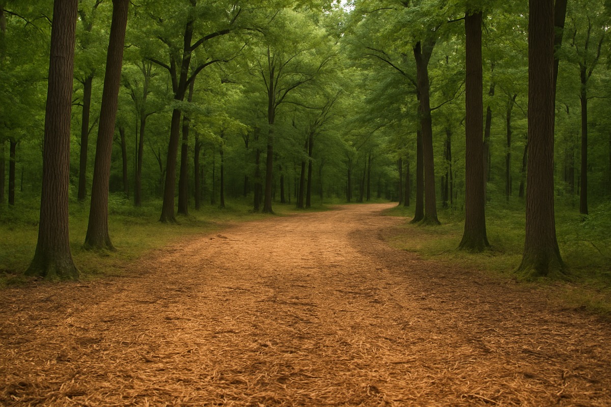 Mulched food plot and trail for wildlife habitat